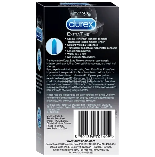 condom durex extra time 10's